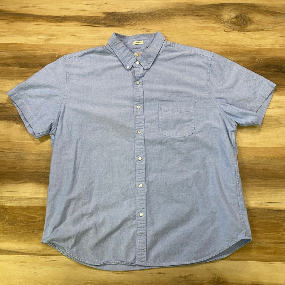 J. Crew Button Down Shirt XXL Short Sleeve Oxford Cotton Classic Fit Blue - Picture 2 of 9